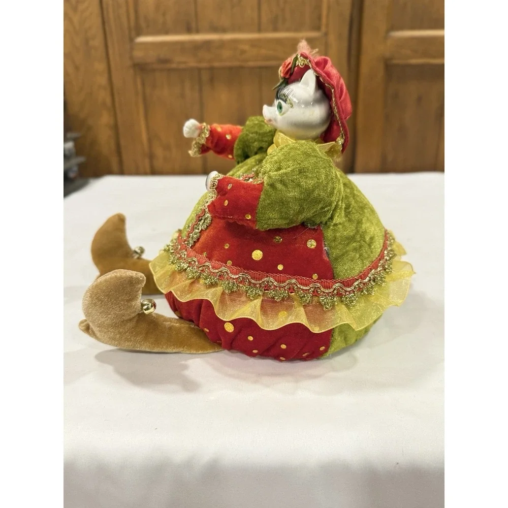 Anthropomorphic Cat Shelf Sitter Victorian Jester Style 7.5